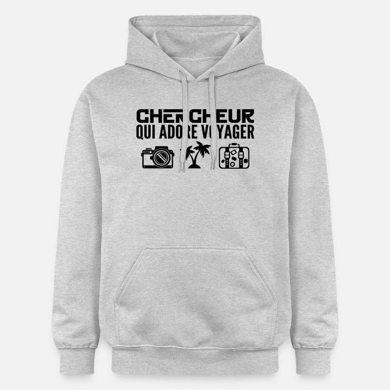 Voyageurs & Chercheurs : Passion & Découverte - Sweat à capuche Softstyle® Gildan Unisexe - gris clair chiné