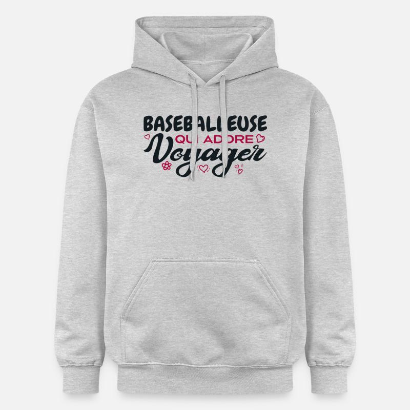 Baseballeuse globe-trotteuse passionnée de voyages - Sweat à capuche Softstyle® Gildan Unisexe - gris clair chiné
