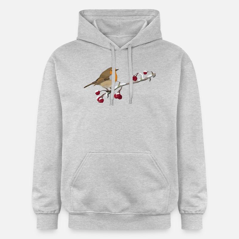 Oiseau rouge-gorge sur une branche ornithologue - Sweat à capuche Softstyle® Gildan Unisexe - gris clair chiné