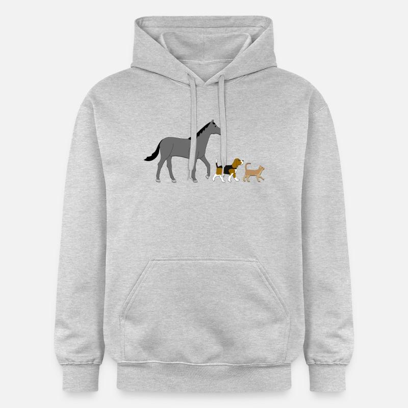 Cheval, chien, chat - Sweat à capuche Softstyle® Gildan Unisexe - gris clair chiné