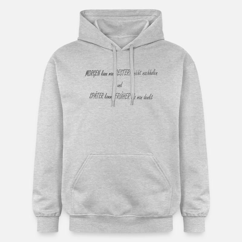 Morgen Gestern Spaeter Frueher2 - Gildan Unisex Softstyle® Midweight Hoodie - Hellgrau meliert