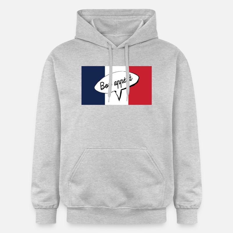 Bon appétit avec drapeau français Bon appétit Bon appétit - Sweat à capuche Softstyle® Gildan Unisexe - gris clair chiné