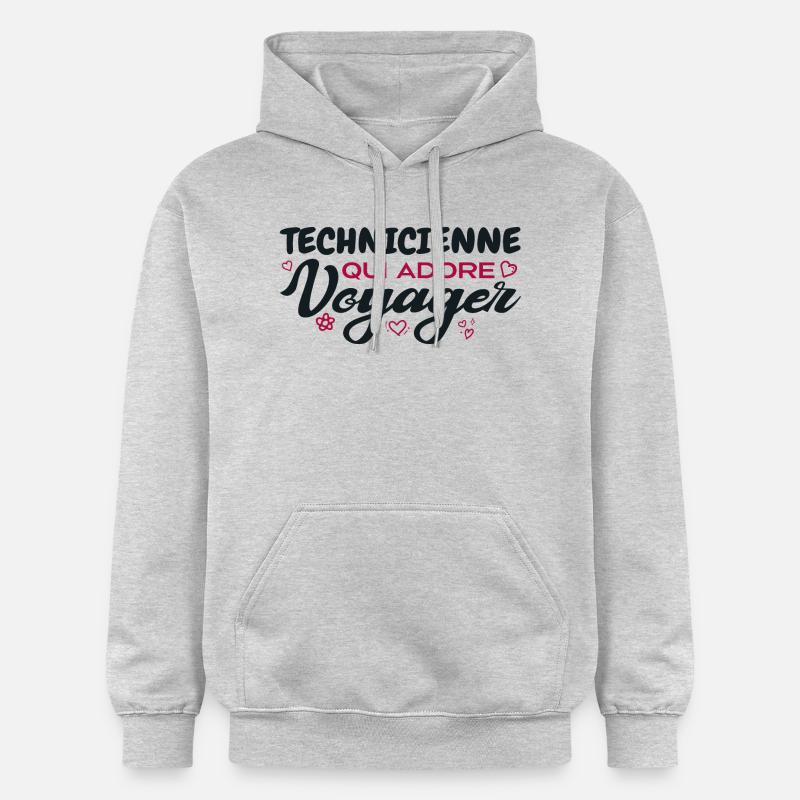 Technicienne globe-trotteuse passionnée de voyages - Sweat à capuche Softstyle® Gildan Unisexe - gris clair chiné
