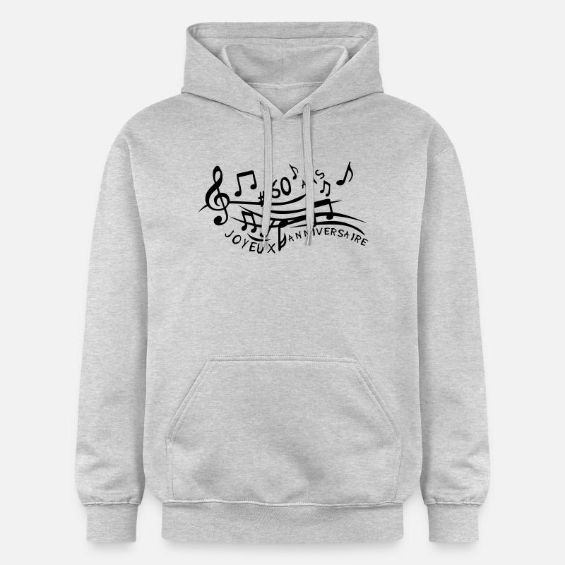 60 ans partition musicale anniversaire - Sweat à capuche Softstyle® Gildan Unisexe - gris clair chiné