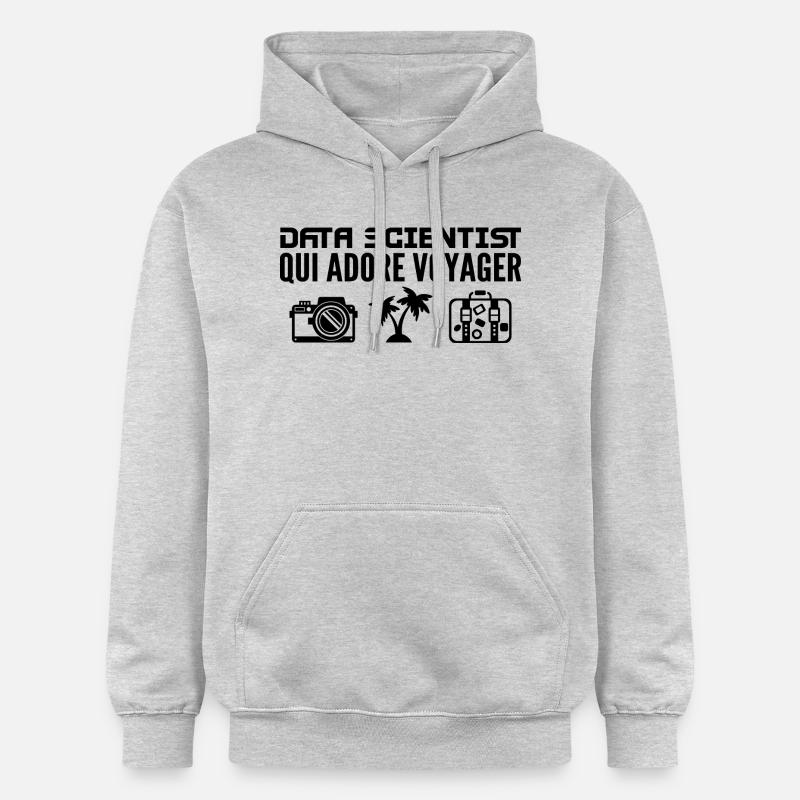 Voyageurs & Data Scientists : Passion & Découverte - Sweat à capuche Softstyle® Gildan Unisexe - gris clair chiné