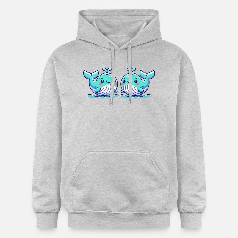 bande dessinée de baleine 2 - Sweat à capuche Softstyle® Gildan Unisexe - gris clair chiné