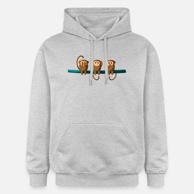 3 bébés singes - Sweat à capuche Softstyle® Gildan Unisexe - gris clair chiné