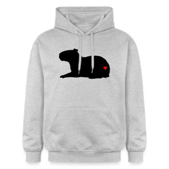 Amour Capybara - Sweat à capuche Softstyle® Gildan Unisexe - gris clair chiné - Devant - Liana (172cm) & Jaron (178cm)
