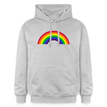 Regenbogen - Gildan Unisex Softstyle® Midweight Hoodie - Hellgrau meliert - Vorne - Liana (172cm) & Jaron (178cm)