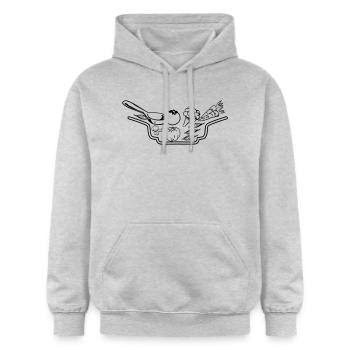 gemüse teller suppe - Gildan Unisex Softstyle® Midweight Hoodie - Hellgrau meliert - Vorne - Liana (172cm) & Jaron (178cm)