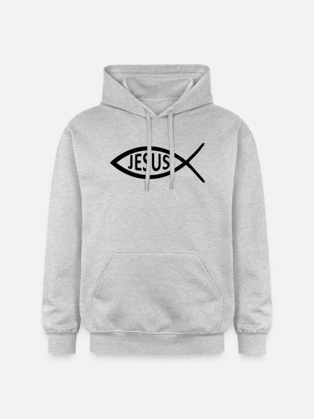 Jesus Fish Symbol - Gildan Unisex Softstyle® Midweight Hoodie - light heather grey