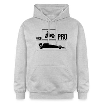 Noob vs Pro Car - Sweat à capuche Softstyle® Gildan Unisexe - gris clair chiné - Devant - Liana (172cm) & Jaron (178cm)