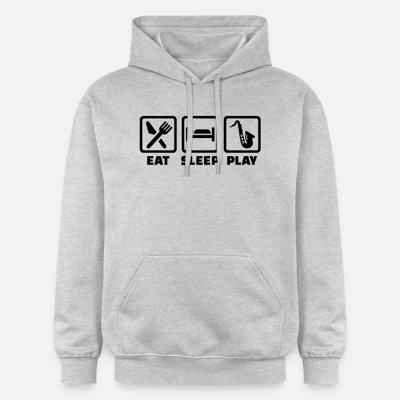 Eat Sleep Saxophone - Sweat à capuche Softstyle® Gildan Unisexe - gris clair chiné