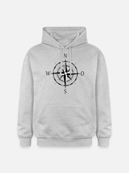 Abenteuer Kompass Himmelsrichtungen - Gildan Unisex Softstyle® Midweight Hoodie - Hellgrau meliert