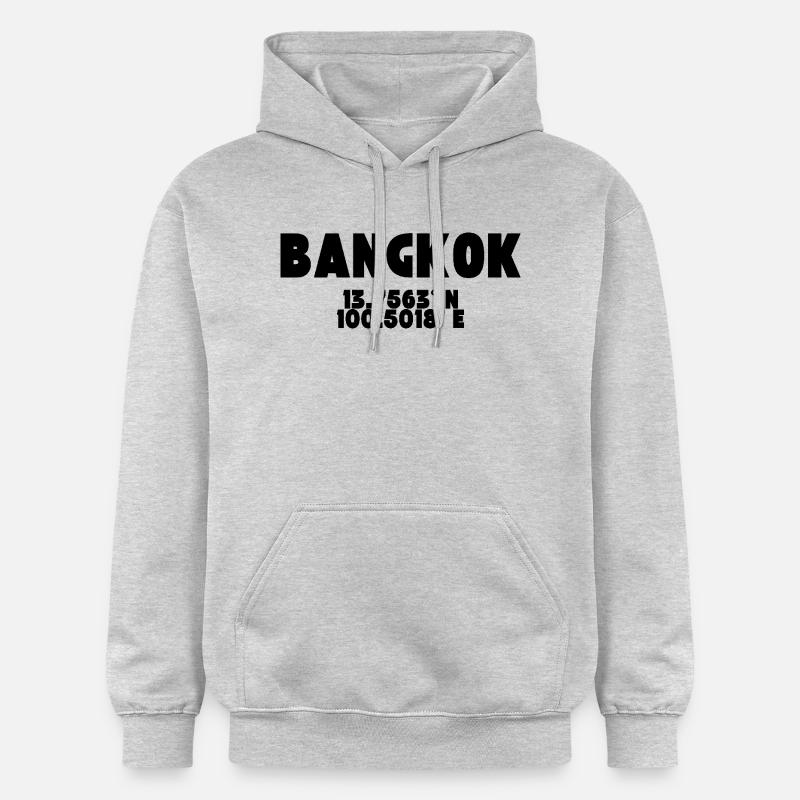 Bangkok - Design avec coordonnées - Sweat à capuche Softstyle® Gildan Unisexe - gris clair chiné