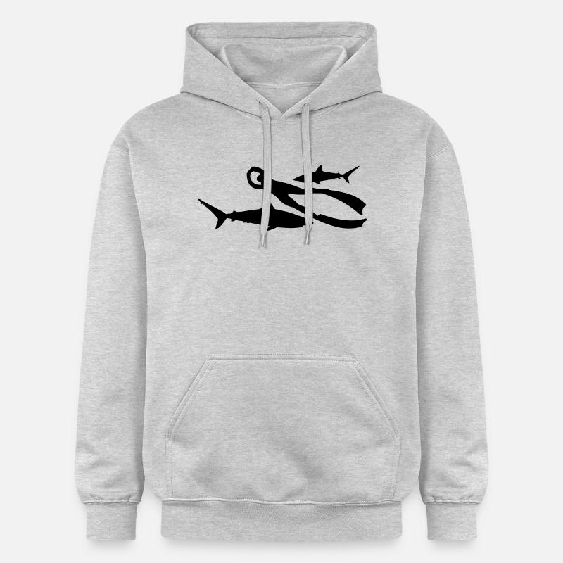apnoe_with_sharks - Sweat à capuche Softstyle® Gildan Unisexe - gris clair chiné