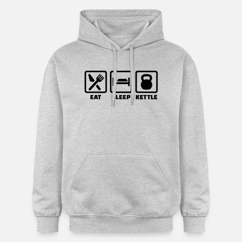 Eat Sleep Kettlebell - Sweat à capuche Softstyle® Gildan Unisexe - gris clair chiné