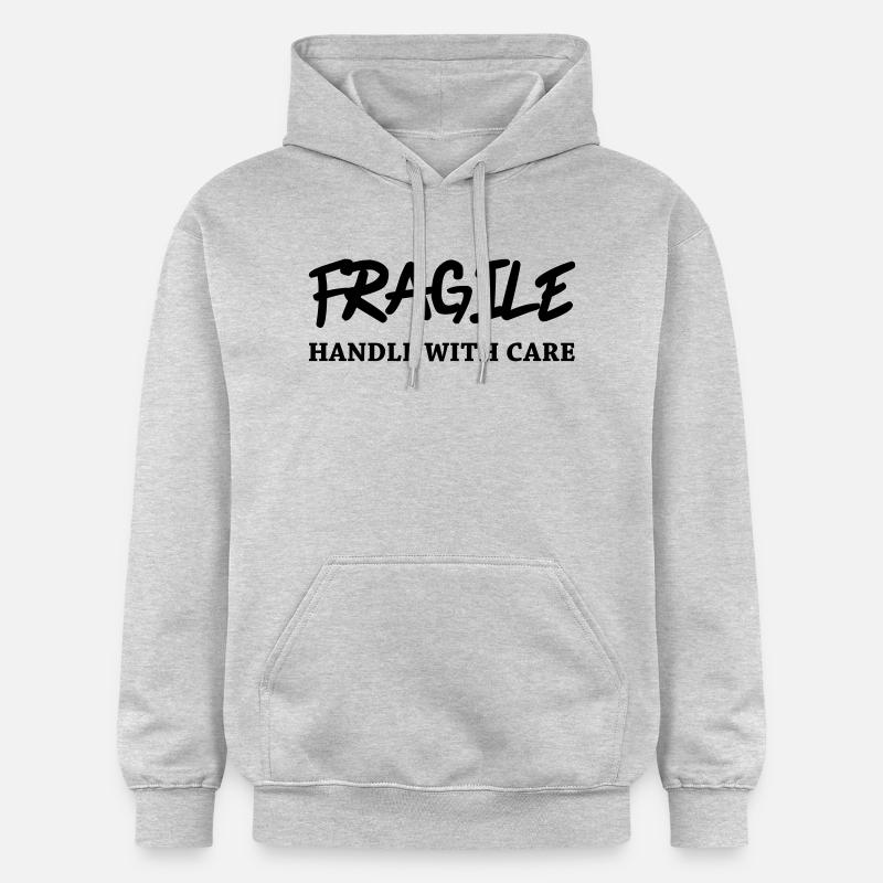 Fragile - Handle with care - Sweat à capuche Softstyle® Gildan Unisexe - gris clair chiné