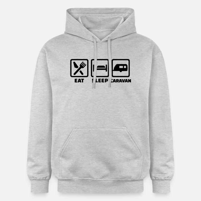 Eat Sleep Caravan - Sweat à capuche Softstyle® Gildan Unisexe - gris clair chiné