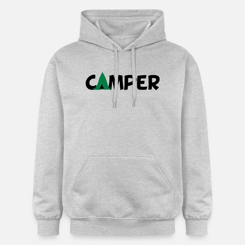 Logo de tente roulotte - Sweat à capuche Softstyle® Gildan Unisexe - gris clair chiné