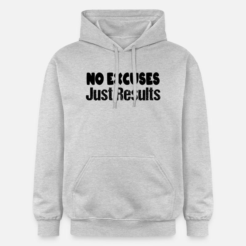Pas d’excuses, juste des résultats - Sweat à capuche Softstyle® Gildan Unisexe - gris clair chiné