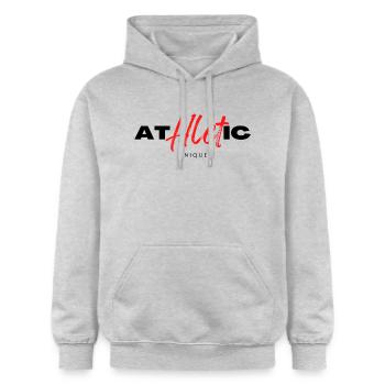 Athletisches Unikat - Gildan Unisex Softstyle® Midweight Hoodie - Hellgrau meliert - Vorne - Liana (172cm) & Jaron (178cm)