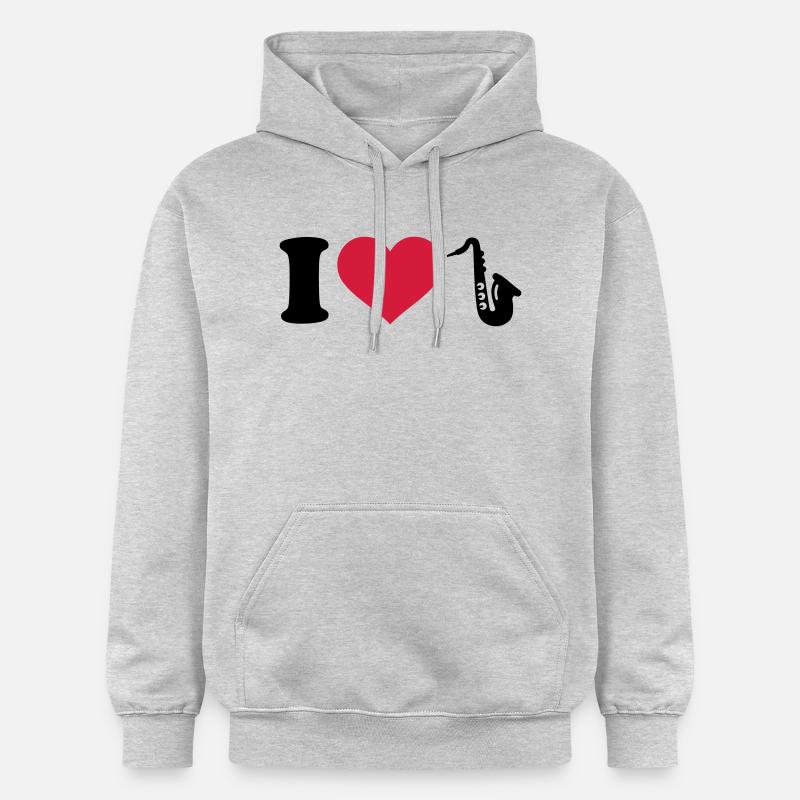 I love Saxophone - Sweat à capuche Softstyle® Gildan Unisexe - gris clair chiné