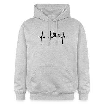 Heartbeat for Unusual Cats Style Design - Gildan Unisex Softstyle® Midweight Hoodie - light heather grey - Front - Liana (172cm) & Jaron (178cm)