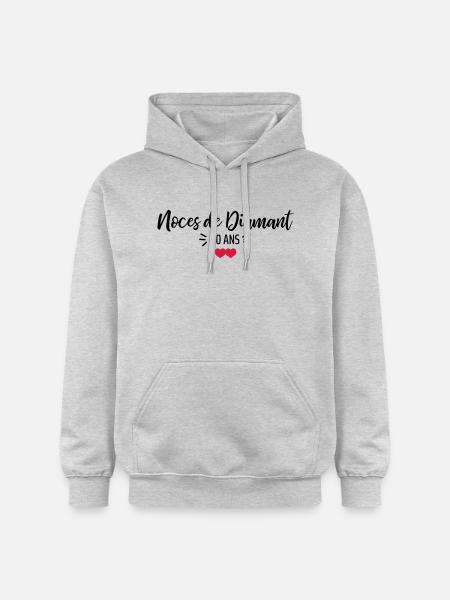 noces de Diamant - Sweat à capuche Softstyle® Gildan Unisexe - gris clair chiné