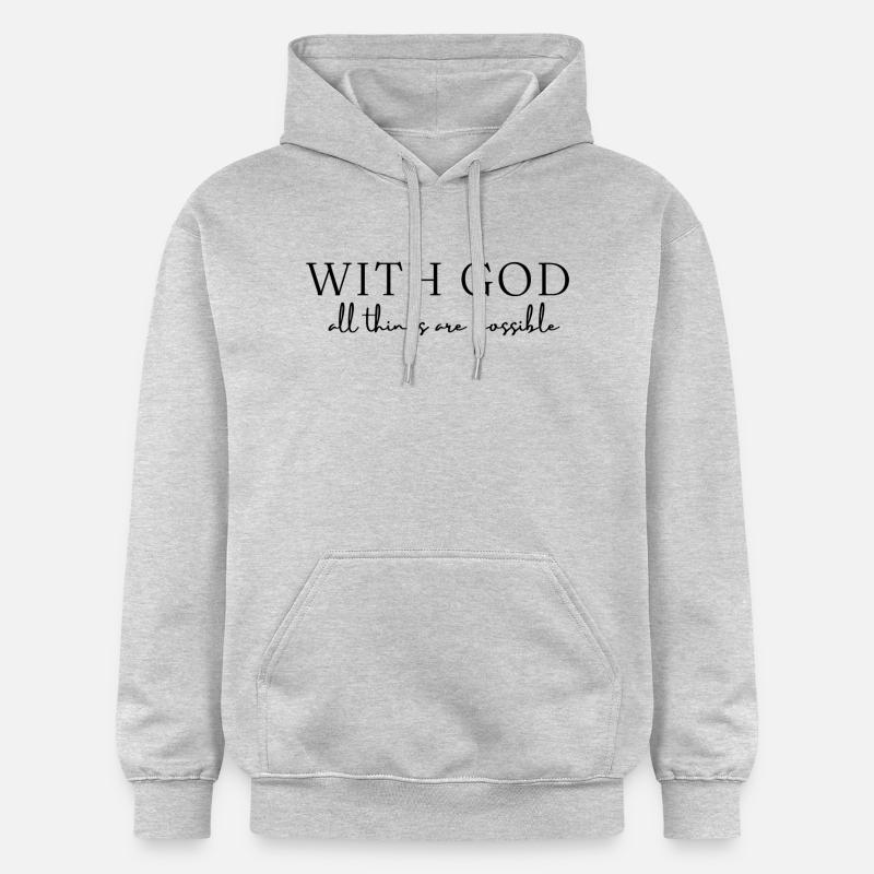 Avec Dieu, tout est possible - Sweat à capuche Softstyle® Gildan Unisexe - gris clair chiné