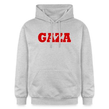 Gaza - Gildan Unisex Softstyle® Midweight Hoodie - Hellgrau meliert - Vorne - Liana (172cm) & Jaron (178cm)