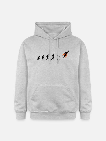 Evolution, super, held, Superhelden, darwin, - Gildan Unisex Softstyle® Midweight Hoodie - Hellgrau meliert
