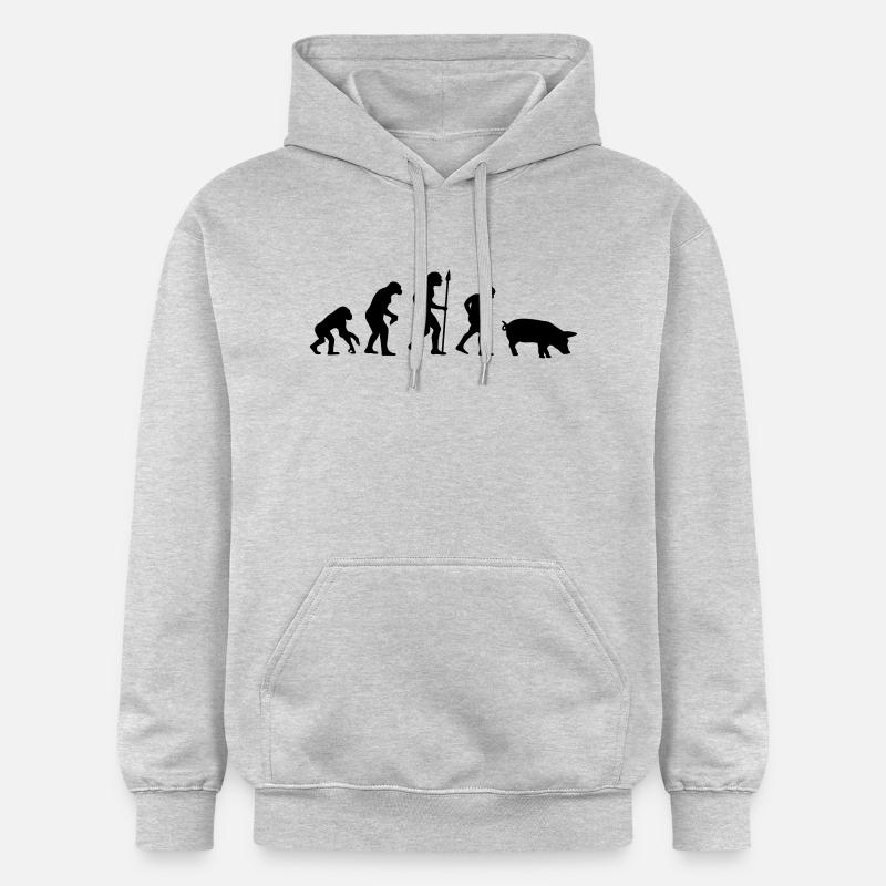 evolution__pig__f1 - Sweat à capuche Softstyle® Gildan Unisexe - gris clair chiné