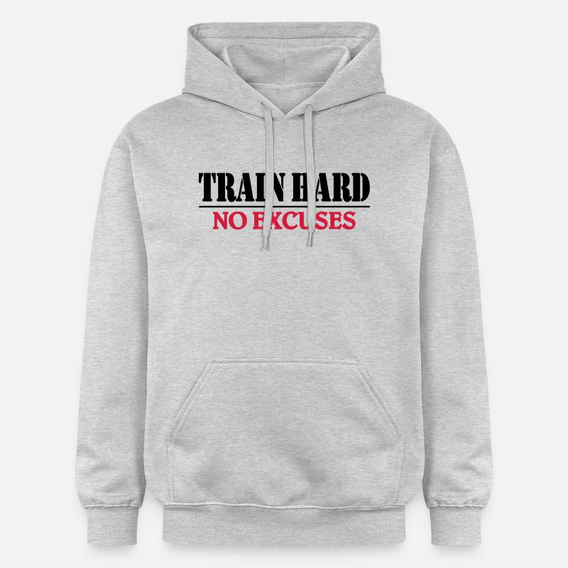 Train hard-no excuses - Sweat à capuche Softstyle® Gildan Unisexe - gris clair chiné