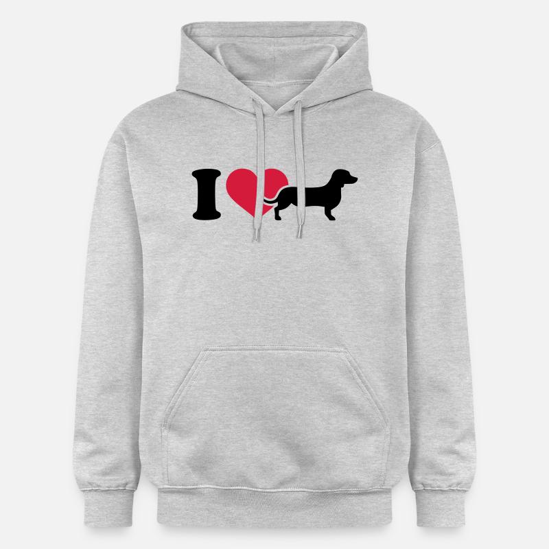 I love Teckel - Sweat à capuche Softstyle® Gildan Unisexe - gris clair chiné