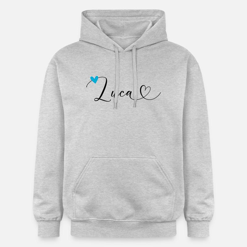 Luca Nom Prénom Calligraphie Coeur - Sweat à capuche Softstyle® Gildan Unisexe - gris clair chiné