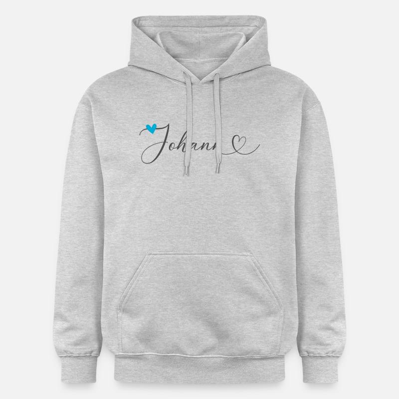 Johann Nom Prénom Calligraphie Coeur - Sweat à capuche Softstyle® Gildan Unisexe - gris clair chiné