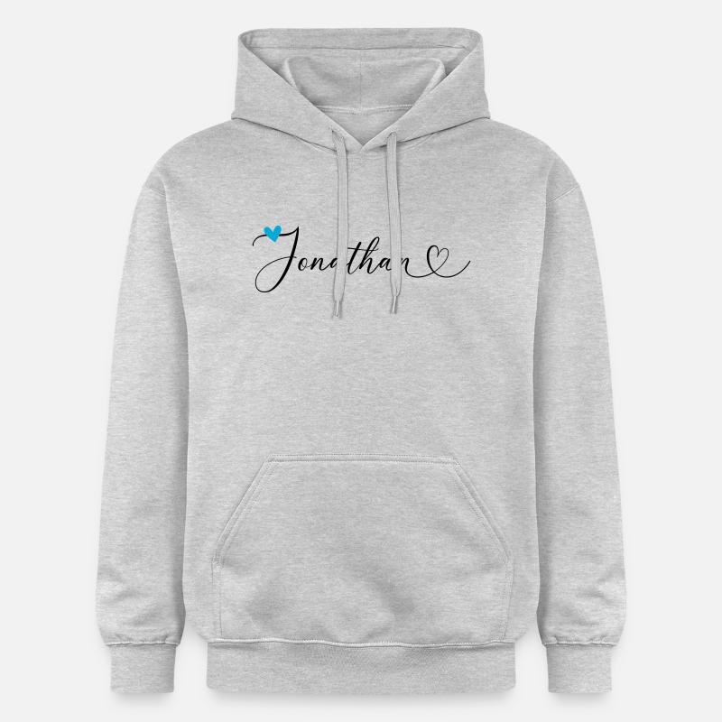 Jonathan Nom Prénom Calligraphie coeur - Sweat à capuche Softstyle® Gildan Unisexe - gris clair chiné