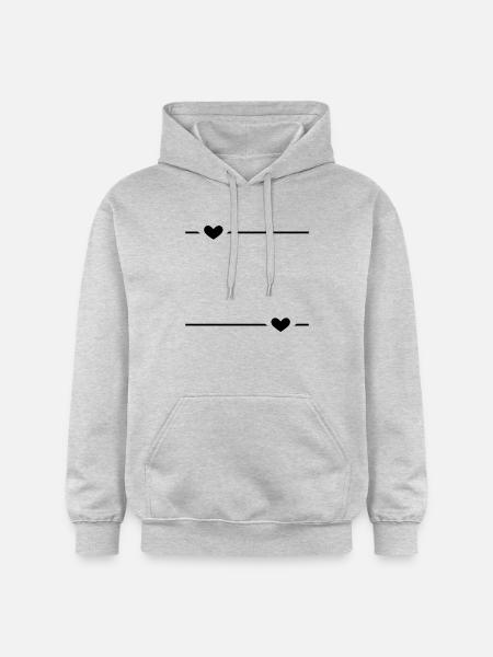 Line Heart Black - Gildan Unisex Softstyle® Midweight Hoodie - light heather grey