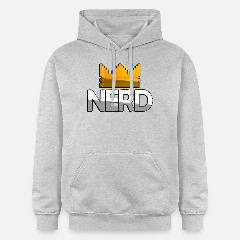 NERD + King Crown - Jeux vidéo - Sweat à capuche Softstyle® Gildan Unisexe - gris clair chiné