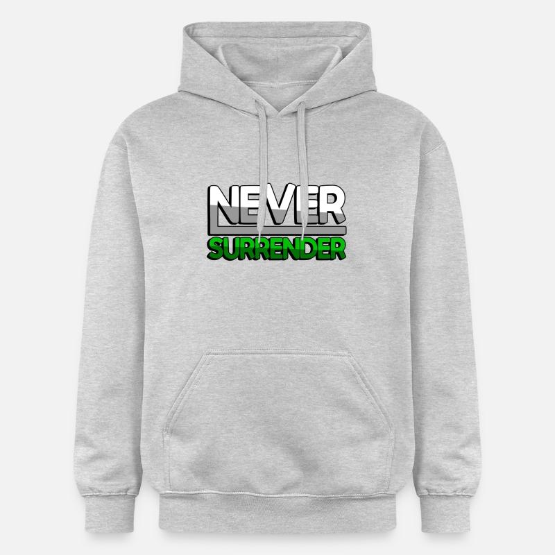 NEVER SURRENDER (Vert) - Jeux - Sweat à capuche Softstyle® Gildan Unisexe - gris clair chiné