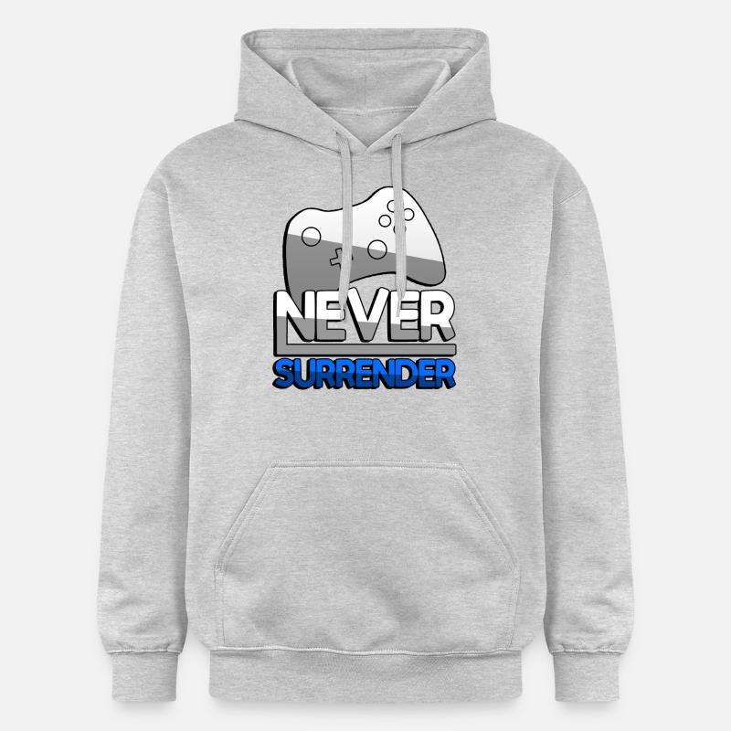NEVER SURRENDER (Blau) + Controller - Gaming - Gildan Unisex Softstyle® Midweight Hoodie - Hellgrau meliert