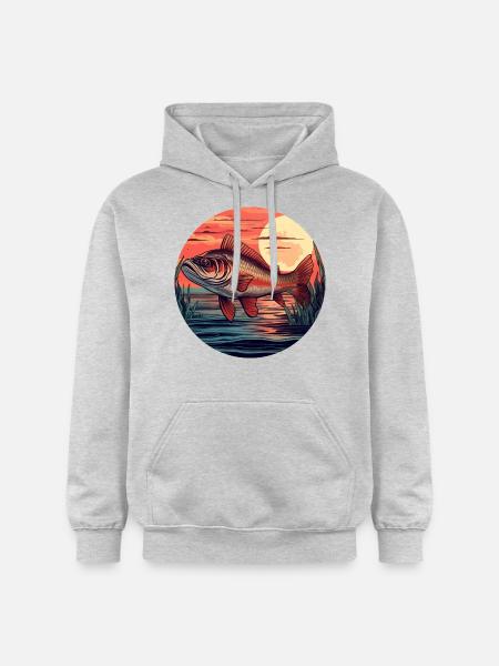 Trout at sunset Atmospheric design - Gildan Unisex Softstyle® Midweight Hoodie - light heather grey