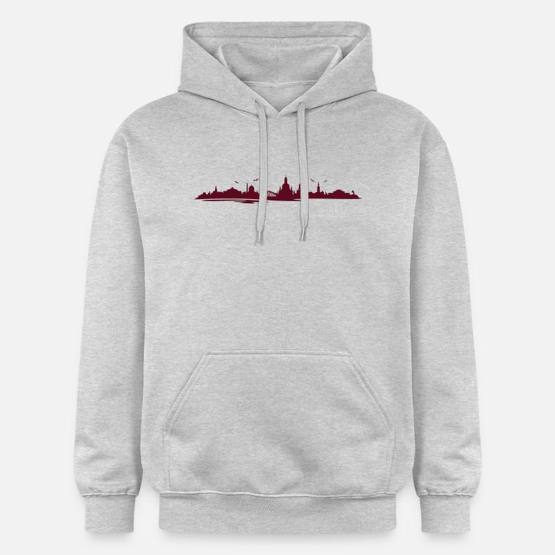 Skyline - Dresden - Gildan Unisex Softstyle® Midweight Hoodie - Hellgrau meliert