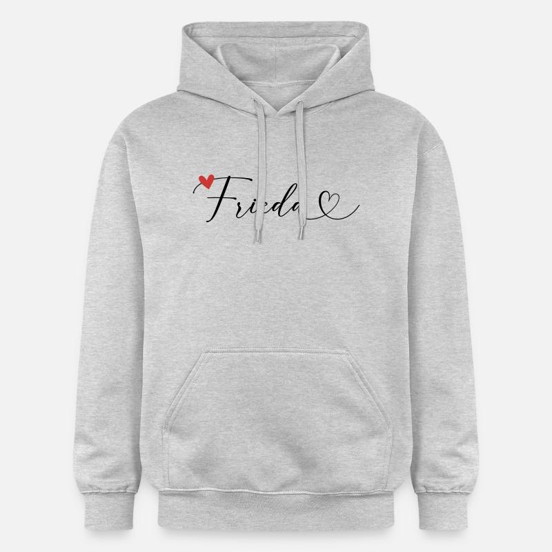 Frieda Nom Prénom Calligraphie coeur - Sweat à capuche Softstyle® Gildan Unisexe - gris clair chiné