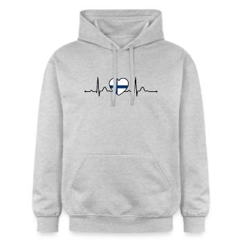 Finnland Herzlinie Herzschlag Skandinavien Urlaub - Gildan Unisex Softstyle® Midweight Hoodie - Hellgrau meliert - Vorne - Liana (172cm) & Jaron (178cm)