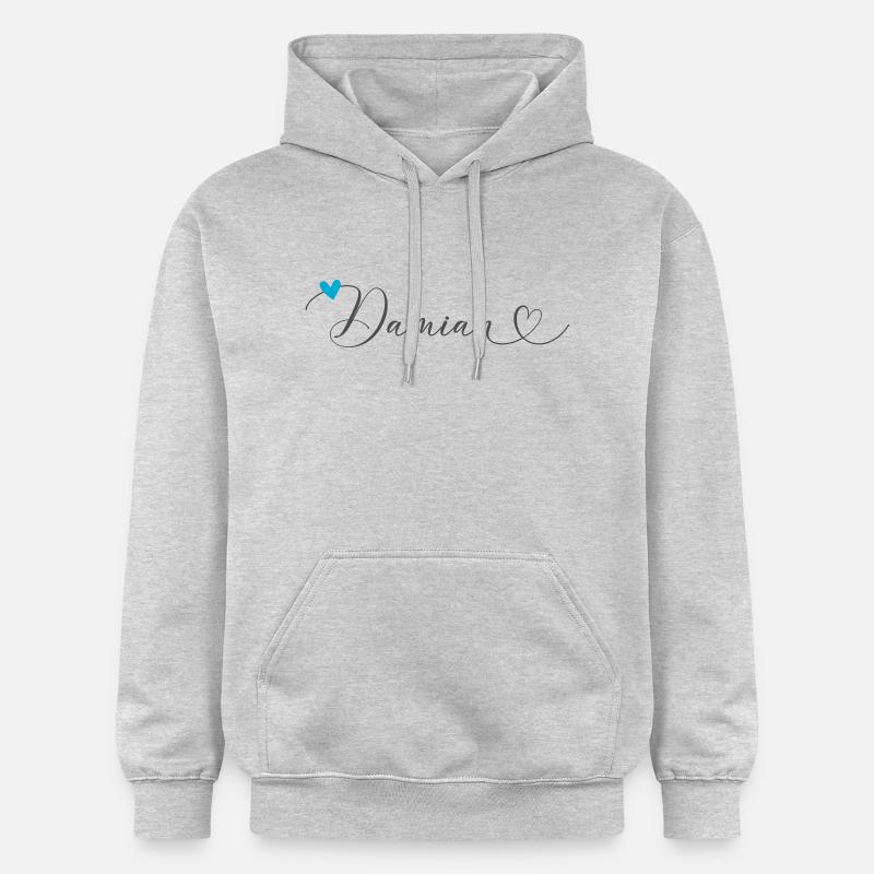 Damian Nom Prénom Calligraphie Coeur - Sweat à capuche Softstyle® Gildan Unisexe - gris clair chiné