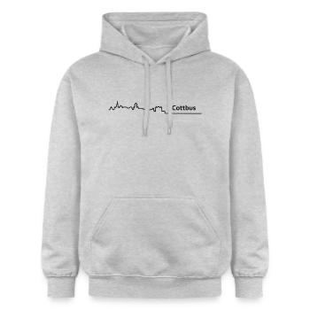 cottbus skyline - Gildan Unisex Softstyle® Midweight Hoodie - Hellgrau meliert - Vorne - Liana (172cm) & Jaron (178cm)