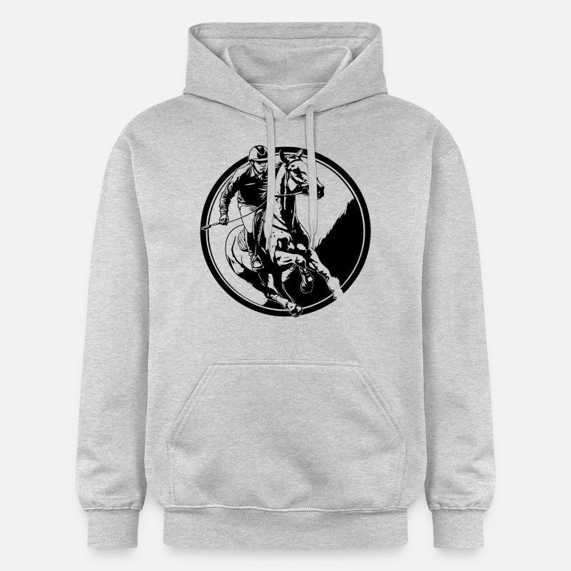 Équitation Cheval Homme Silhouette - Sweat à capuche Softstyle® Gildan Unisexe - gris clair chiné