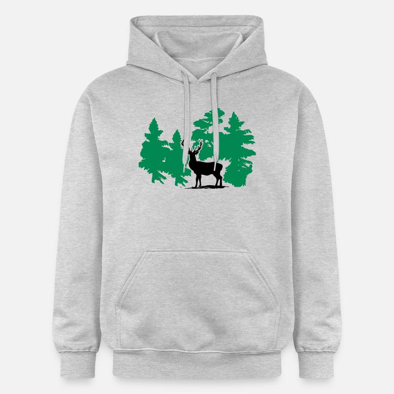 Hirsch - Deer - Gildan Unisex Softstyle® Midweight Hoodie - Hellgrau meliert
